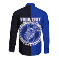 Custom Pukapuka Of Cook Islands Long Sleeve Button Shirt Mix Half Black LT6 - Polynesian Pride