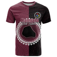 Custom Mangaia of Cook Islands T Shirt Mix Half Black LT6 Maroon - Polynesian Pride