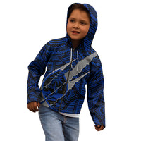Polynesian Guam Kid Hoodie with Coat Of Arms Claws Style - Blue LT6 - Polynesian Pride