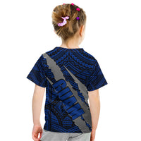 Polynesian Guam Kid T Shirt with Coat Of Arms Claws Style - Blue LT6 - Polynesian Pride