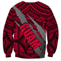 Polynesian Guam Sweatshirt with Coat Of Arms Claws Style - Red LT6 - Polynesian Pride