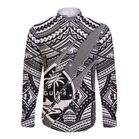 Polynesian Guam Long Sleeve Button Shirt with Coat Of Arms Claws Style - White LT6 Unisex White - Polynesian Pride