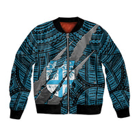 Polynesian Fiji Bomber Jacket with Coat Of Arms Claws Style - Blue LT6 Unisex Blue - Polynesian Pride