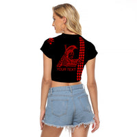 Custom Hawaii Raglan Cropped T Shirt King Kamehameha Day - Red LT6 - Polynesian Pride
