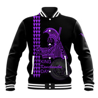 Custom Hawaii Baseball Jacket King Kamehameha Day - Purple LT6 Unisex Purple - Polynesian Pride
