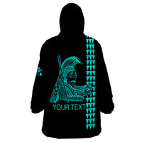 Custom Hawaii Wearable Blanket Hoodie King Kamehameha Day - Green LT6 - Polynesian Pride