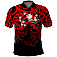 Matariki New Zealand Polo Shirt Maori New Year Red LT6 Red - Polynesian Pride