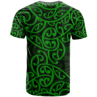 New Zealand T Shirt Maori Pattern Green LT6 - Polynesian Pride