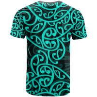 New Zealand T Shirt Maori Pattern Turquoise LT6 - Polynesian Pride