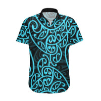 New Zealand Hawaiian Shirt Maori Pattern Light Blue LT6 Blue - Polynesian Pride