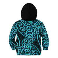 New Zealand Kid Hoodie Maori Pattern Light Blue LT6 - Polynesian Pride