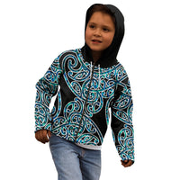 New Zealand Kid Hoodie Maori Pattern Papua Shell LT6 - Polynesian Pride