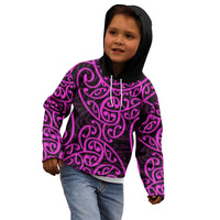 New Zealand Kid Hoodie Maori Pattern Purple LT6 - Polynesian Pride