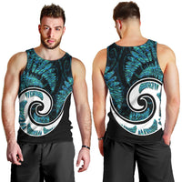 New Zealand Men Tank Top Maori With Silver Fern Papua Shell Green Ver.2 LT6 - Polynesian Pride