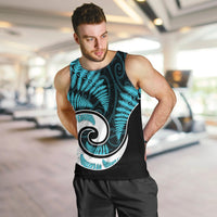 New Zealand Men Tank Top Maori With Silver Fern Light Blue LT6 - Polynesian Pride