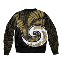 New Zealand Bomber Jacket Maori With Silver Fern Gold LT6 - Polynesian Pride