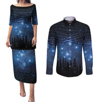 Matariki Te Tau Hou Māori Couples Matching Puletasi and Long Sleeve Button Shirt New Zealand Starry Sky LT7 Galaxy - Polynesian Pride