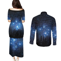 Matariki Te Tau Hou Māori Couples Matching Puletasi and Long Sleeve Button Shirt New Zealand Starry Sky LT7 - Polynesian Pride