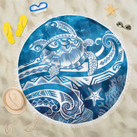 World Ocean Day Polynesian Pattern Beach Blanket Crystal Waves