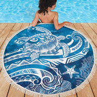 World Ocean Day Polynesian Pattern Beach Blanket Crystal Waves