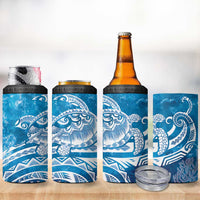 World Ocean Day Polynesian Pattern 4 in 1 Can Cooler Tumbler Crystal Waves