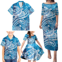 World Ocean Day Polynesian Pattern Family Matching Puletasi and Hawaiian Shirt Crystal Waves LT7 - Polynesian Pride