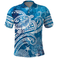 World Ocean Day Polynesian Pattern Polo Shirt Crystal Waves