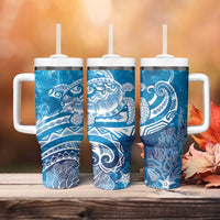 World Ocean Day Polynesian Pattern Tumbler With Handle Crystal Waves
