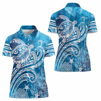 World Ocean Day Polynesian Pattern Women Polo Shirt Crystal Waves