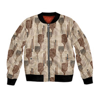 Aloha Hawaii Vintage Kahili Pa'a Lima Bomber Jacket Palaka Print Cozy Beige