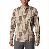 Aloha Hawaii Vintage Kahili Pa'a Lima Button Sweatshirt Palaka Print Cozy Beige