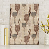 Aloha Hawaii Vintage Kahili Pa'a Lima Canvas Wall Art Palaka Print Cozy Beige