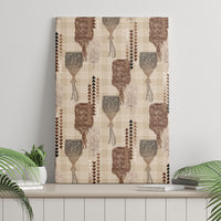 Aloha Hawaii Vintage Kahili Pa'a Lima Canvas Wall Art Palaka Print Cozy Beige