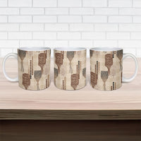 Aloha Hawaii Vintage Kahili Pa'a Lima Ceramic Mug Palaka Print Cozy Beige