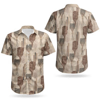 Aloha Hawaii Vintage Kahili Pa'a Lima Couples Matching Tank Maxi Dress and Hawaiian Shirt Palaka Print Cozy Beige