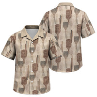Aloha Hawaii Vintage Kahili Pa'a Lima Family Matching Short Sleeve Bodycon Dress and Hawaiian Shirt Palaka Print Cozy Beige LT7 Son's Shirt Beige - Polynesian Pride