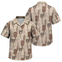 Aloha Hawaii Vintage Kahili Pa'a Lima Family Matching Tank Maxi Dress and Hawaiian Shirt Palaka Print Cozy Beige LT7 Son's Shirt Beige - Polynesian Pride