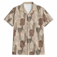 Aloha Hawaii Vintage Kahili Pa'a Lima Hawaiian Shirt Palaka Print Cozy Beige LT7 Beige - Polynesian Pride