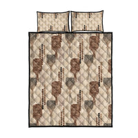 Aloha Hawaii Vintage Kahili Pa'a Lima Quilt Bed Set Palaka Print Cozy Beige