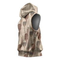 Aloha Hawaii Vintage Kahili Pa'a Lima Sleeveless Hoodie Palaka Print Cozy Beige