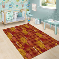 Aloha Hawaii Vintage Kahili Pa'a Lima Area Rug Palaka Print Hilo Royal Red-Yellow