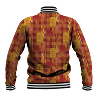 Aloha Hawaii Vintage Kahili Pa'a Lima Baseball Jacket Palaka Print Hilo Royal Red-Yellow