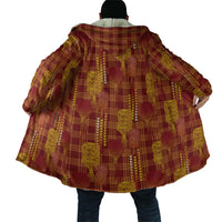 Aloha Hawaii Vintage Kahili Pa'a Lima Cloak Palaka Print Hilo Royal Red-Yellow