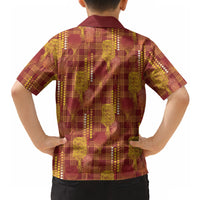 Aloha Hawaii Vintage Kahili Pa'a Lima Hawaiian Shirt Palaka Print Hilo Royal Red-Yellow