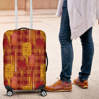 Aloha Hawaii Vintage Kahili Pa'a Lima Luggage Cover Palaka Print Hilo Royal Red-Yellow