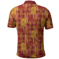 Aloha Hawaii Vintage Kahili Pa'a Lima Polo Shirt Palaka Print Hilo Royal Red-Yellow LT7 - Polynesian Pride