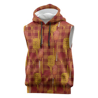 Aloha Hawaii Vintage Kahili Pa'a Lima Sleeveless Hoodie Palaka Print Hilo Royal Red-Yellow