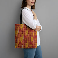 Aloha Hawaii Vintage Kahili Pa'a Lima Tote Bag Palaka Print Hilo Royal Red-Yellow