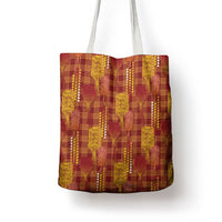 Aloha Hawaii Vintage Kahili Pa'a Lima Tote Bag Palaka Print Hilo Royal Red-Yellow
