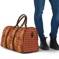 Aloha Hawaii Vintage Kahili Pa'a Lima Travel Bag Palaka Print Hilo Royal Red-Yellow